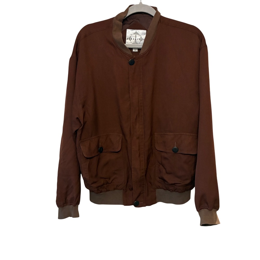 Vintage silk retro Bomber Jacket Mens size M maroon Blokecore Gorpcore